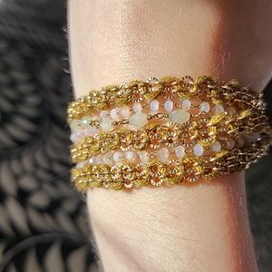 Anthropologie Serafina Golden Bracelet 5 Strand Magnetic